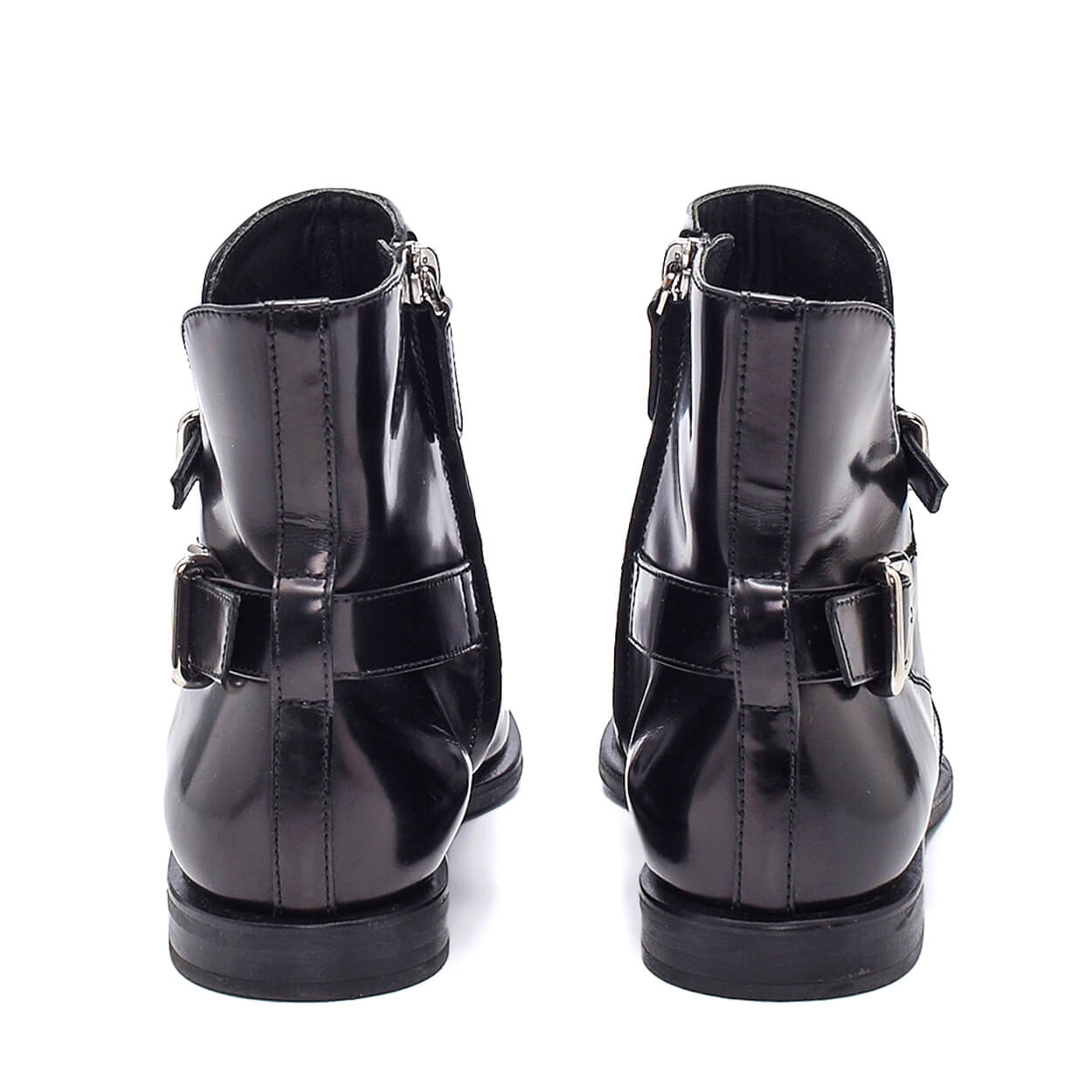 Tod's - Black Leather Double Buckle Ankle Boots